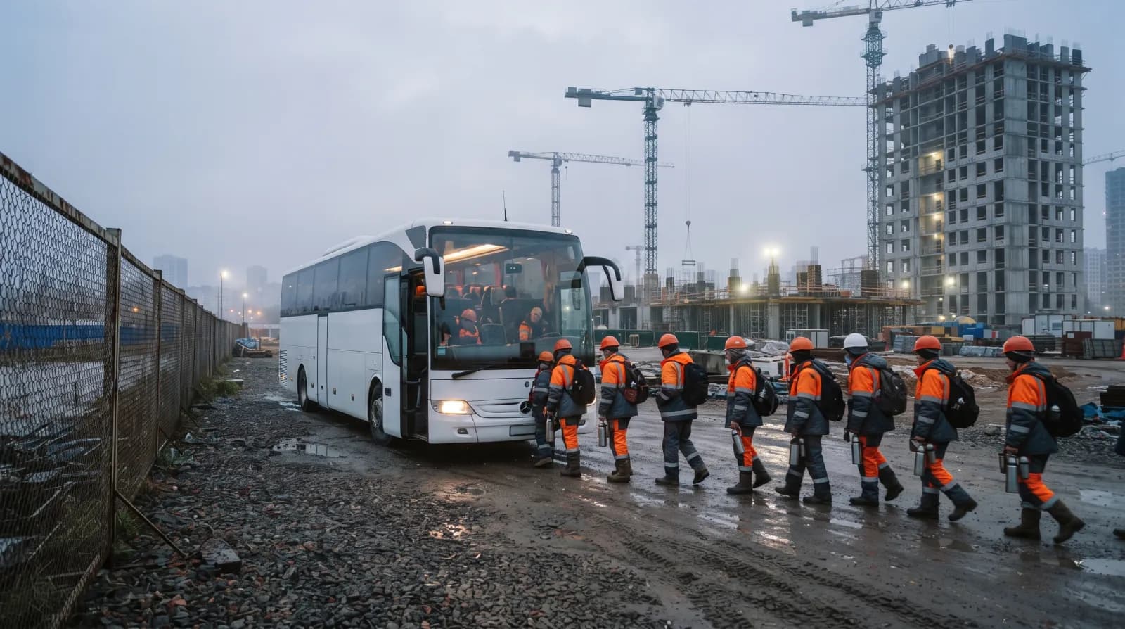 Развозка рабочих на стройку, завод и склад в Москве и области: как организовать